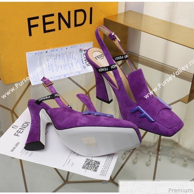 Fendi F Charm Suede Slingback Pump Purple 2019 (HZJ-9032908)