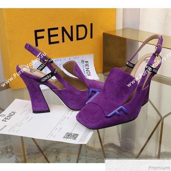 Fendi F Charm Suede Slingback Pump Purple 2019 (HZJ-9032908)