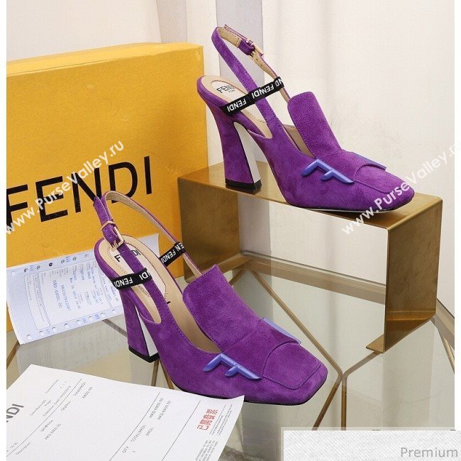 Fendi F Charm Suede Slingback Pump Purple 2019 (HZJ-9032908)