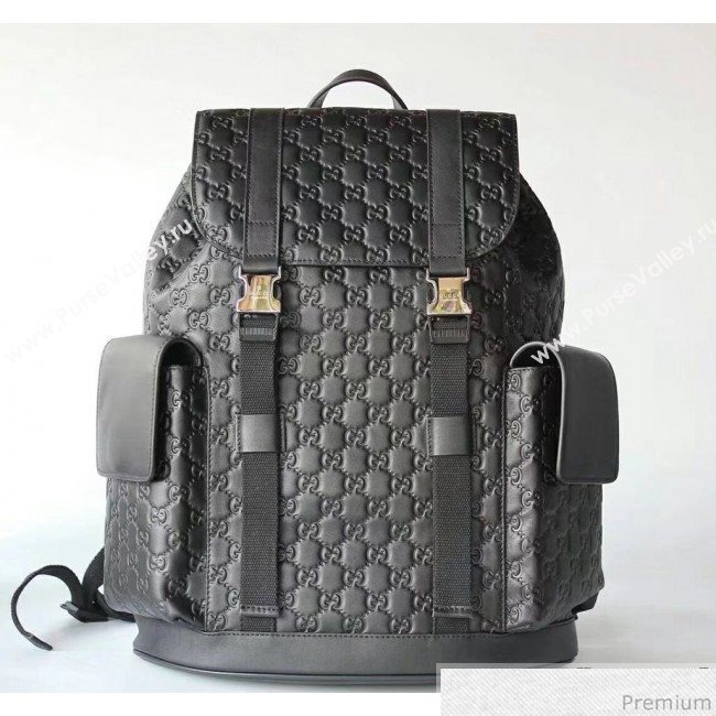 Gucci Signature Leather Backpack 450958 Black 2018 (HLP-9030639)