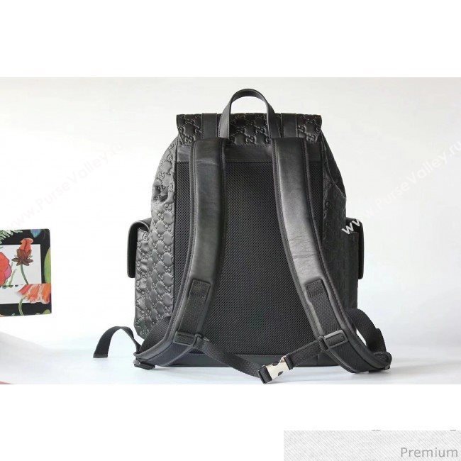 Gucci Signature Leather Backpack 450958 Black 2018 (HLP-9030639)