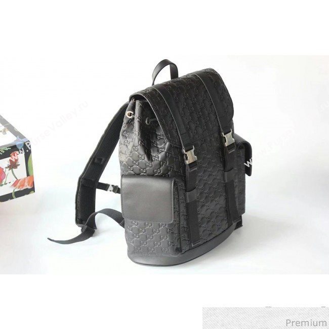 Gucci Signature Leather Backpack 450958 Black 2018 (HLP-9030639)