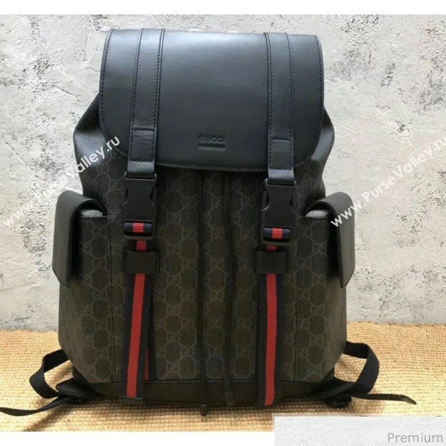 Gucci Soft GG Supreme Backpack 495563 Black/Grey 2018 (HLP-9030640)