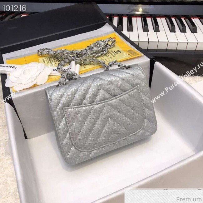 Chanel Soft Grained Leather Classic Flap Bag Silver 2019 (HF-9030720)