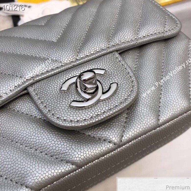 Chanel Soft Grained Leather Classic Flap Bag Silver 2019 (HF-9030720)