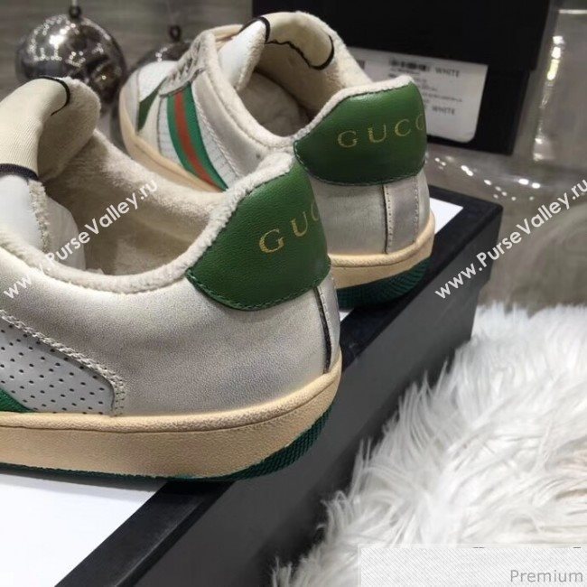 Gucci Womens Screener Leather Sneaker ‎570442 White 2019 (HZX-9030804)