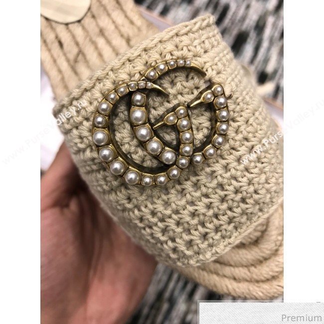 Gucci Knit Platform Espadrille Sandal Light Beige 2019 (LRF-9032829)
