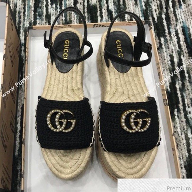 Gucci Knit Platform Espadrille Sandal Black 2019 (LRF-9032828)