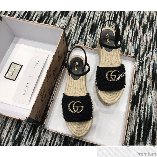 Gucci Knit Platform Espadrille Sandal Black 2019 (LRF-9032828)
