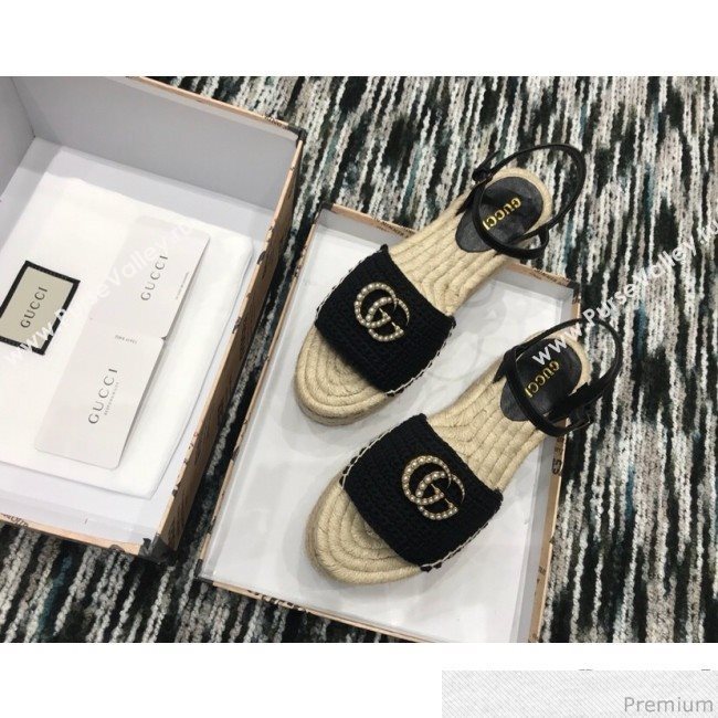 Gucci Knit Platform Espadrille Sandal Black 2019 (LRF-9032828)