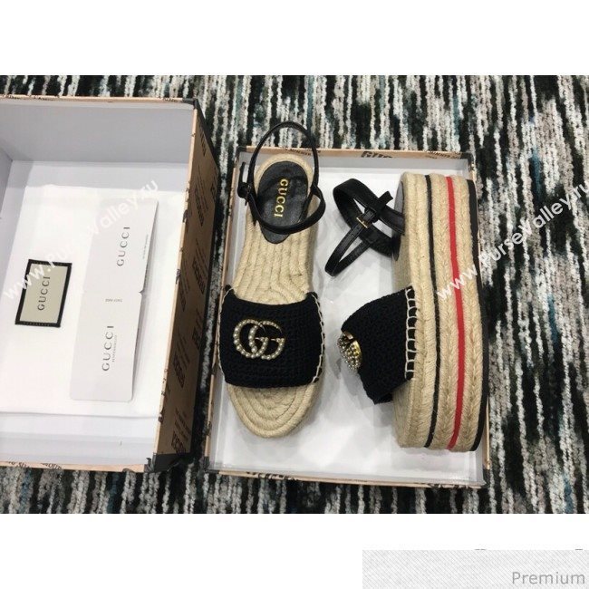 Gucci Knit Platform Espadrille Sandal Black 2019 (LRF-9032828)