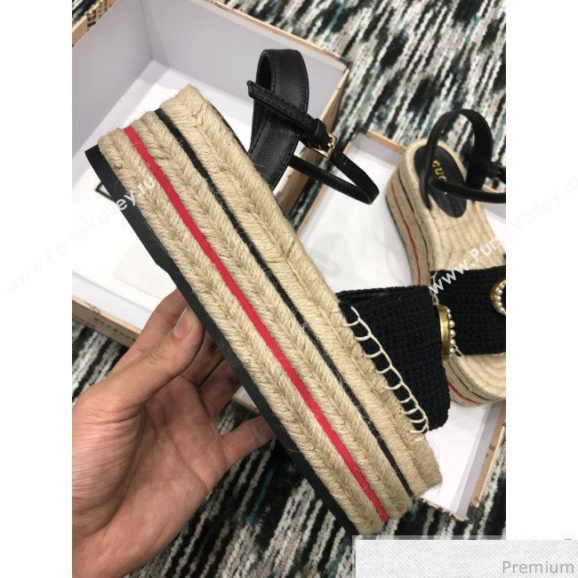 Gucci Knit Platform Espadrille Sandal Black 2019 (LRF-9032828)