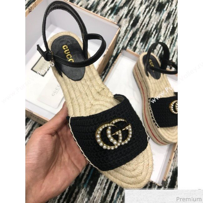 Gucci Knit Platform Espadrille Sandal Black 2019 (LRF-9032828)