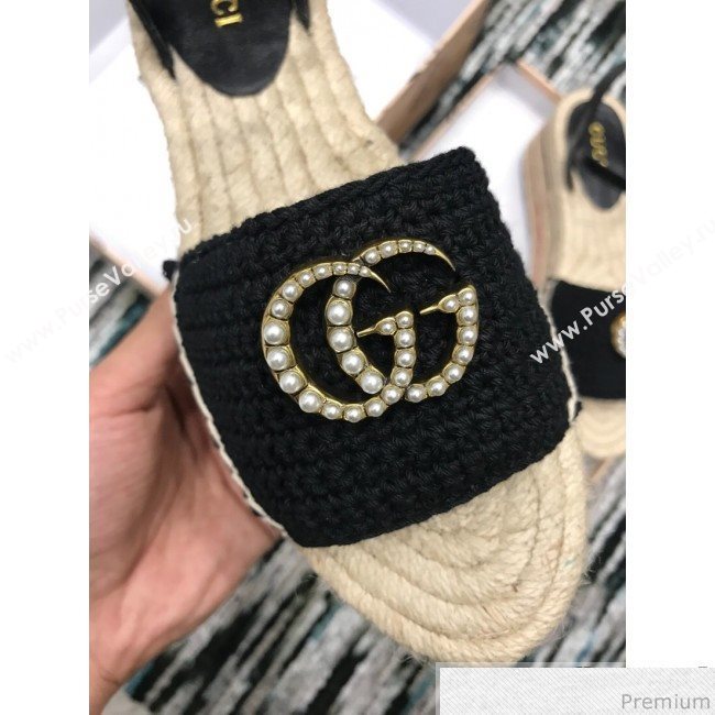 Gucci Knit Platform Espadrille Sandal Black 2019 (LRF-9032828)