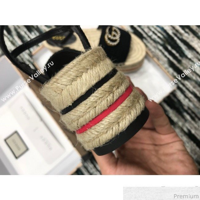 Gucci Knit Platform Espadrille Sandal Black 2019 (LRF-9032828)