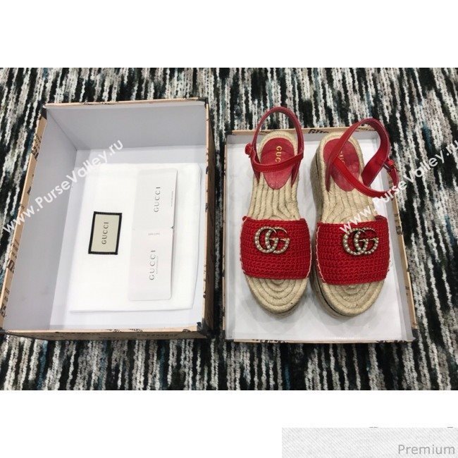 Gucci Knit Platform Espadrille Sandal Red 2019 (LRF-9032830)