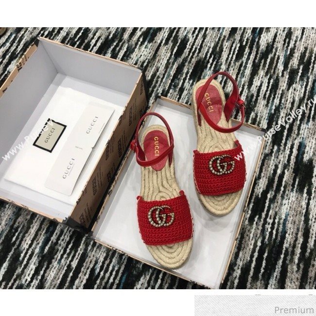 Gucci Knit Platform Espadrille Sandal Red 2019 (LRF-9032830)