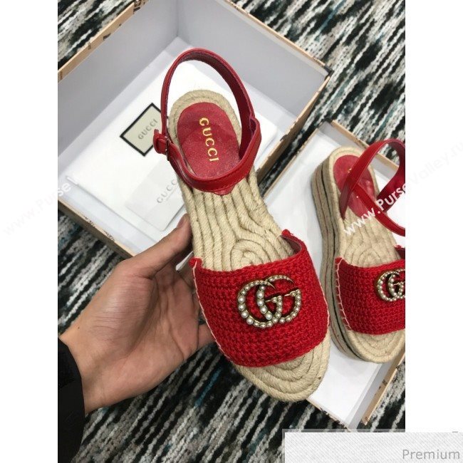 Gucci Knit Platform Espadrille Sandal Red 2019 (LRF-9032830)