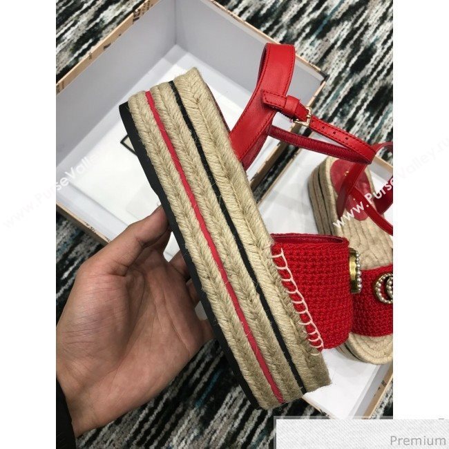 Gucci Knit Platform Espadrille Sandal Red 2019 (LRF-9032830)