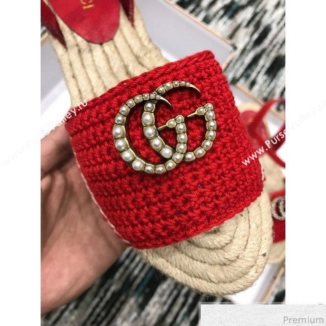Gucci Knit Platform Espadrille Sandal Red 2019 (LRF-9032830)
