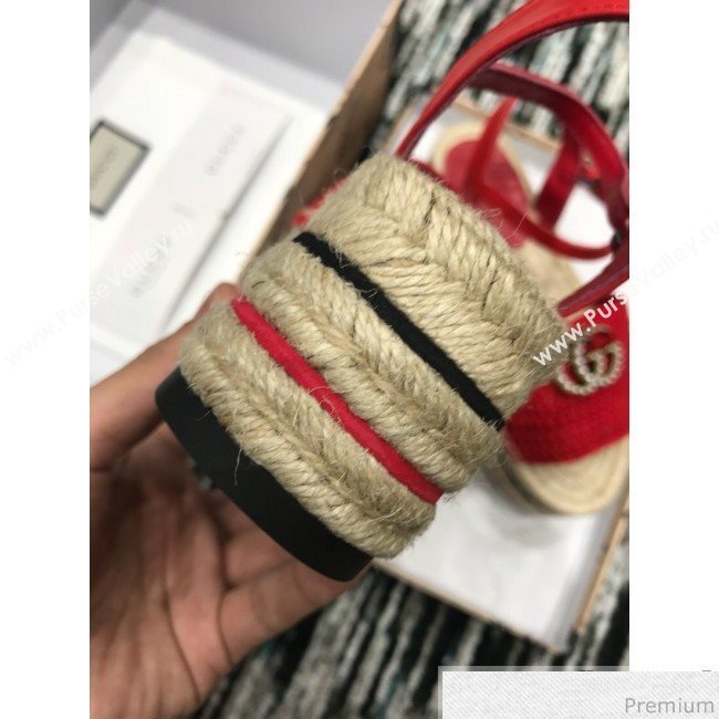 Gucci Knit Platform Espadrille Sandal Red 2019 (LRF-9032830)