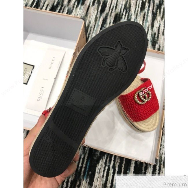 Gucci Knit Platform Espadrille Sandal Red 2019 (LRF-9032830)