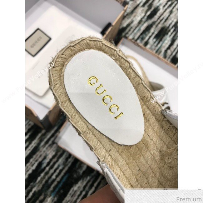 Gucci Leather Espadrille Mules Slippers with Double G 551881 White 2019 (LRF-9032833)