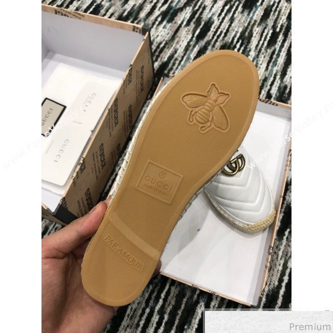Gucci Leather Espadrille Mules Slippers with Double G 551881 White 2019 (LRF-9032833)