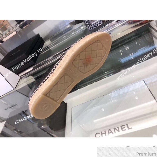 Chanel CC Laminated Leather Espadrilles G29762 Black 2019 (LRF-9032839)