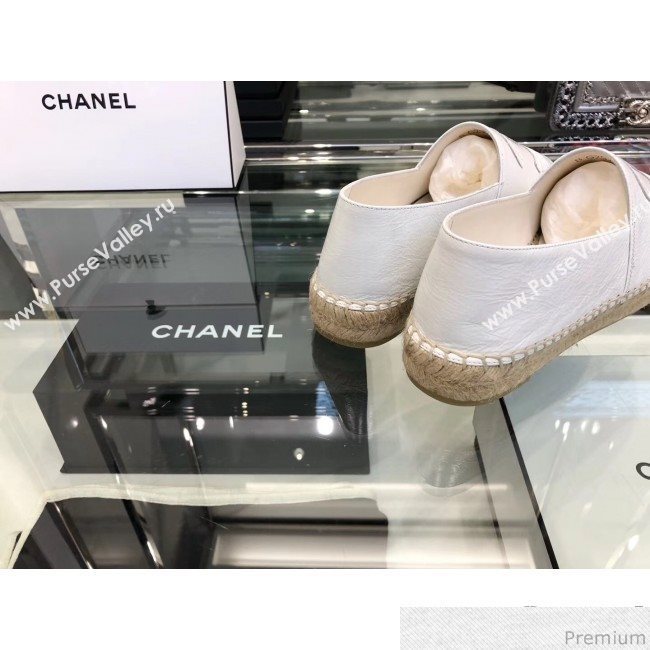 Chanel CC Laminated Leather Espadrilles G29762 White 2019 (LRF-9032840)