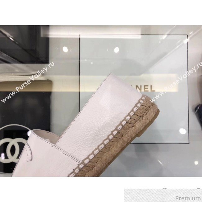 Chanel CC Laminated Leather Espadrilles G29762 White 2019 (LRF-9032840)