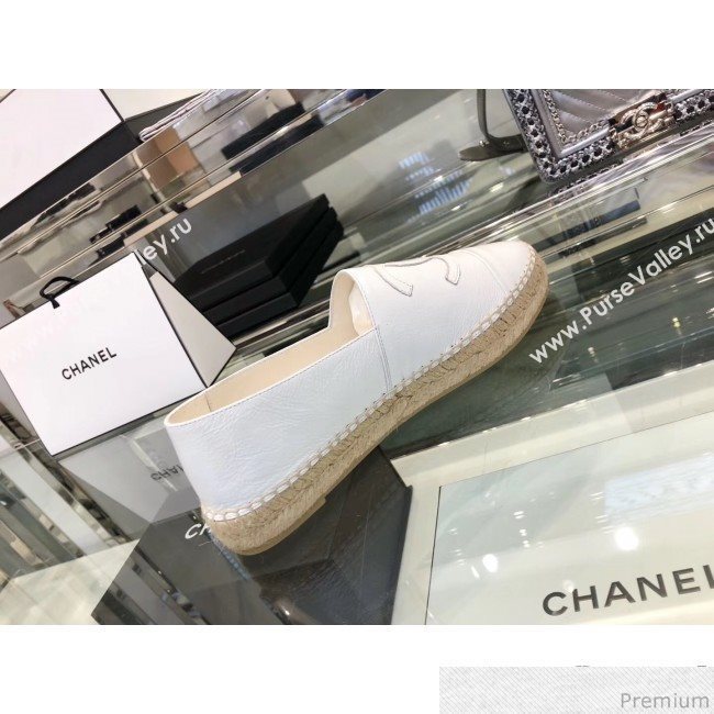 Chanel CC Laminated Leather Espadrilles G29762 White 2019 (LRF-9032840)