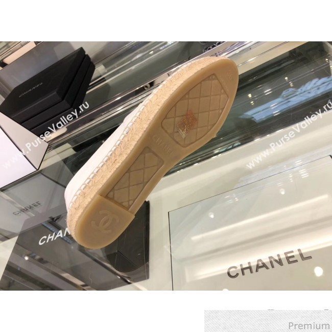 Chanel CC Laminated Leather Espadrilles G29762 White 2019 (LRF-9032840)