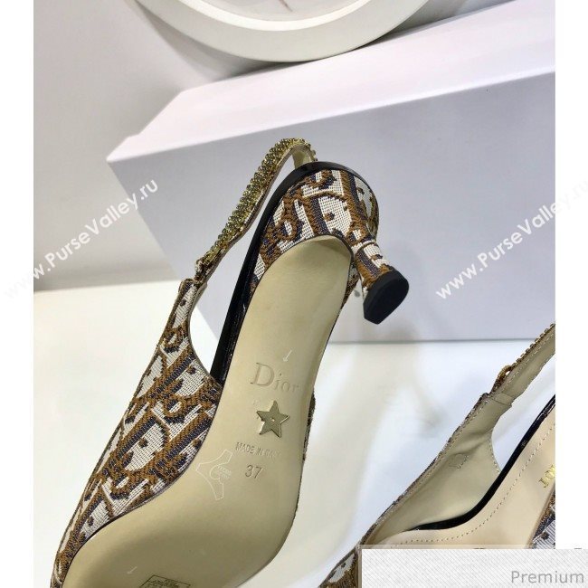 Dior Strassy Crystal Slingback Heel Pump in Coffee Oblique Canvas 2019 (JINC-9032844)