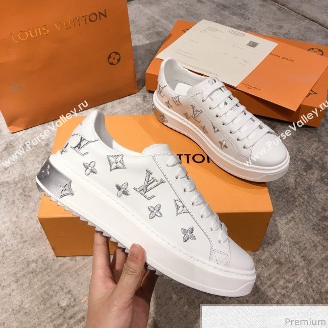 Louis Vuitton Bloom Embroidered Leather Sneaker White/Silver 2019 (KL-9032849)