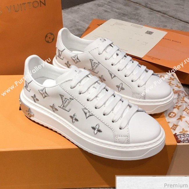 Louis Vuitton Bloom Embroidered Leather Sneaker White/Silver 2019 (KL-9032849)