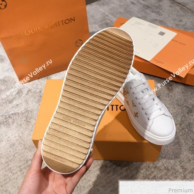 Louis Vuitton Bloom Embroidered Leather Sneaker White/Gold 2019 (KL-9032850)