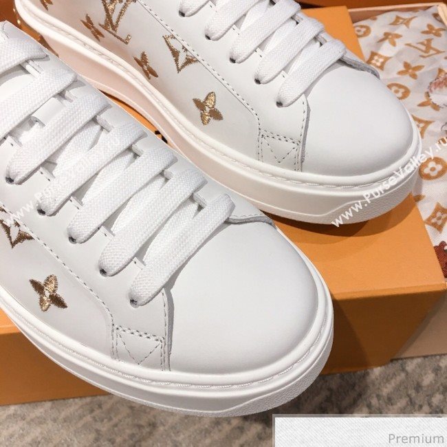 Louis Vuitton Bloom Embroidered Leather Sneaker White/Gold 2019 (KL-9032850)