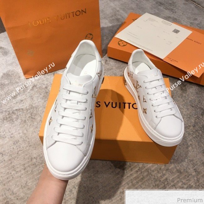 Louis Vuitton Bloom Embroidered Leather Sneaker White/Gold 2019 (KL-9032850)