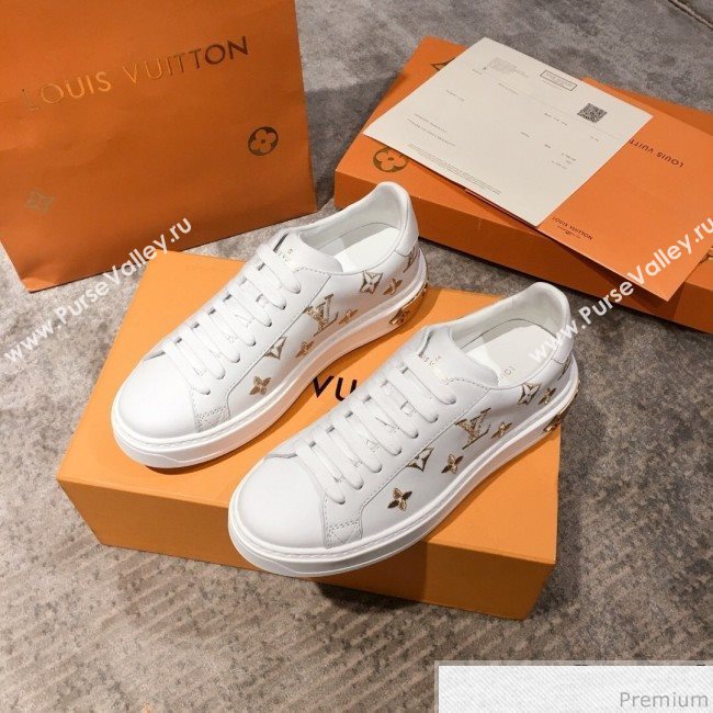 Louis Vuitton Bloom Embroidered Leather Sneaker White/Gold 2019 (KL-9032850)