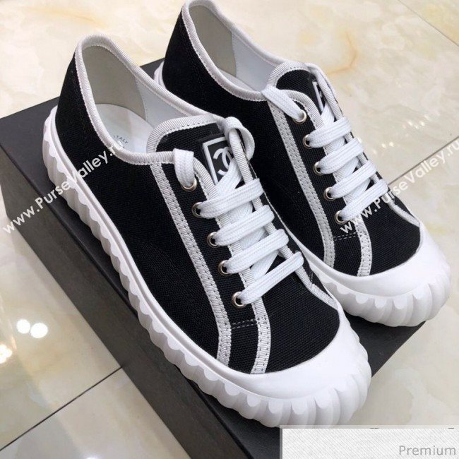 Chanel Bloom Sole Fabric Sneakers Black/White 2019 (HZJ-9032862)