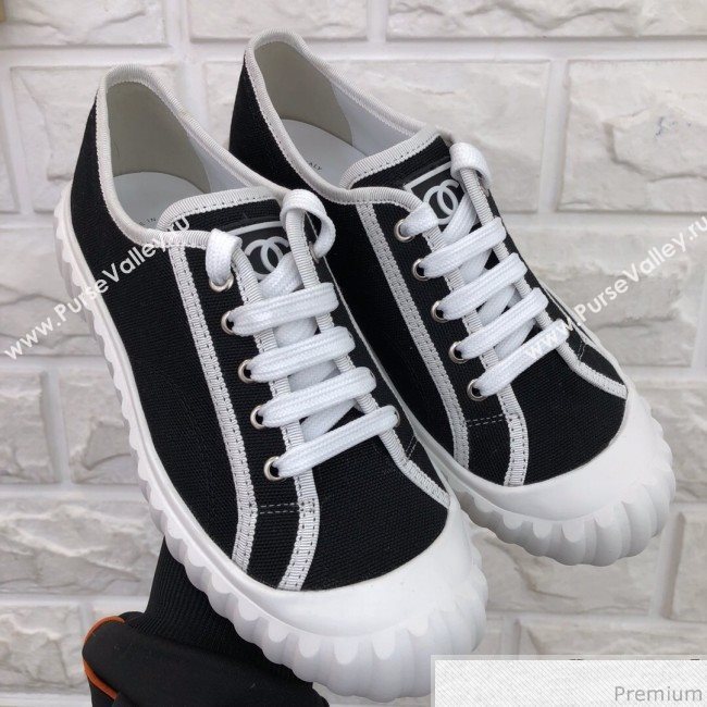 Chanel Bloom Sole Fabric Sneakers Black/White 2019 (HZJ-9032862)