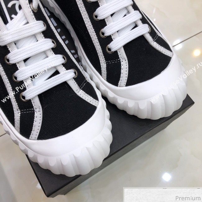 Chanel Bloom Sole Fabric Sneakers Black/White 2019 (HZJ-9032862)