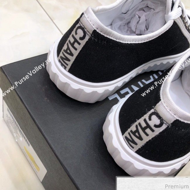 Chanel Bloom Sole Fabric Sneakers Black/White 2019 (HZJ-9032862)