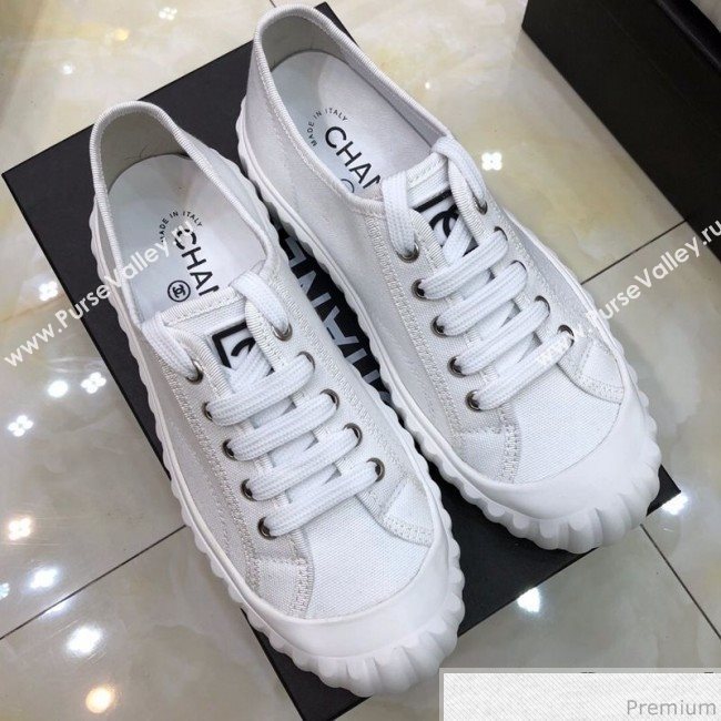 Chanel Bloom Sole Fabric Sneakers White 2019 (HZJ-9032863)