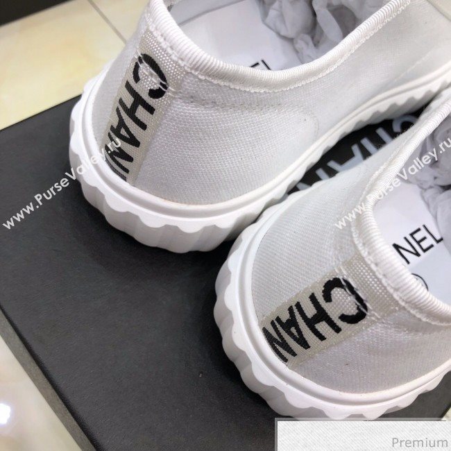 Chanel Bloom Sole Fabric Sneakers White 2019 (HZJ-9032863)