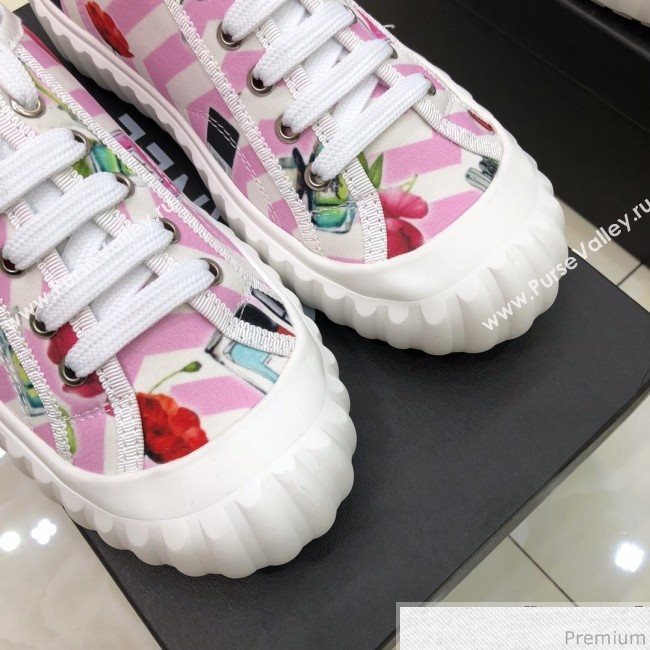 Chanel Bloom Print Fabric Sneakers Pink 2019 (HZJ-9032864)