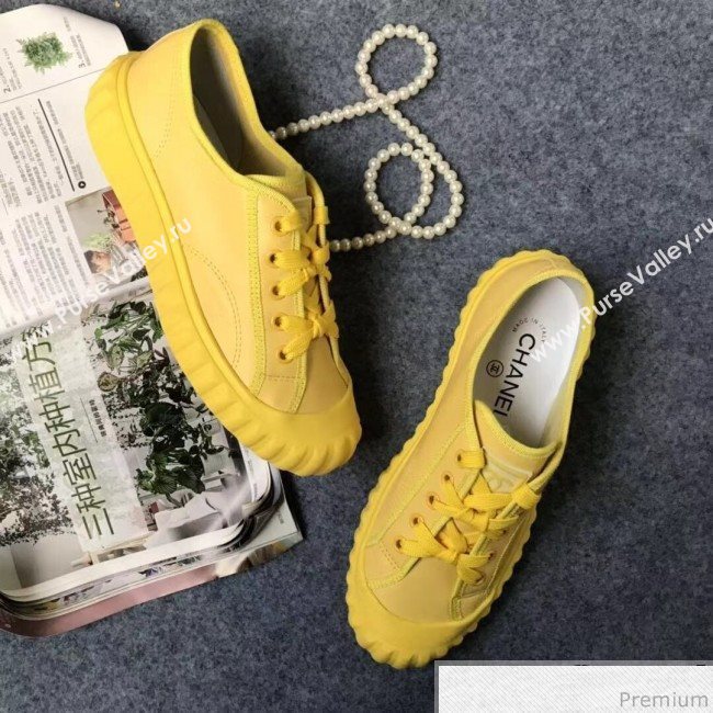 Chanel Bloom Sole Calfskin Sneakers Yellow 2019 (HZJ-9032867)