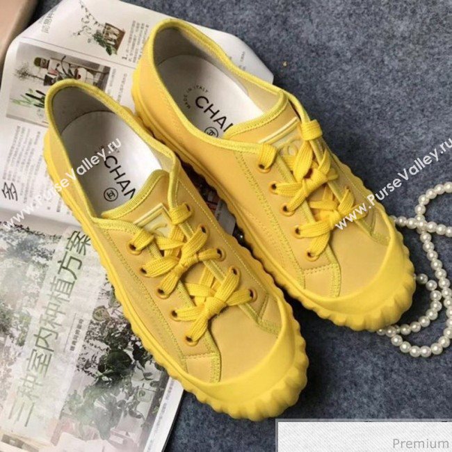 Chanel Bloom Sole Calfskin Sneakers Yellow 2019 (HZJ-9032867)