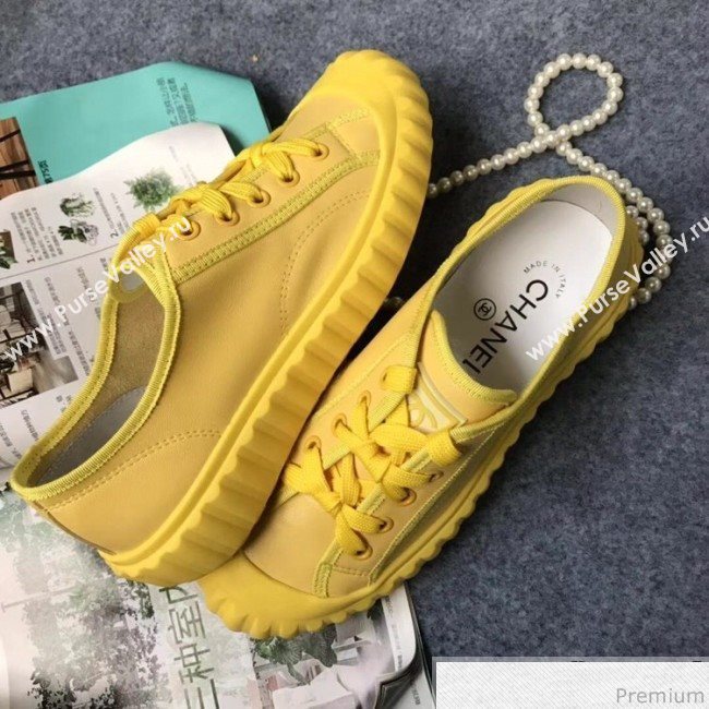 Chanel Bloom Sole Calfskin Sneakers Yellow 2019 (HZJ-9032867)